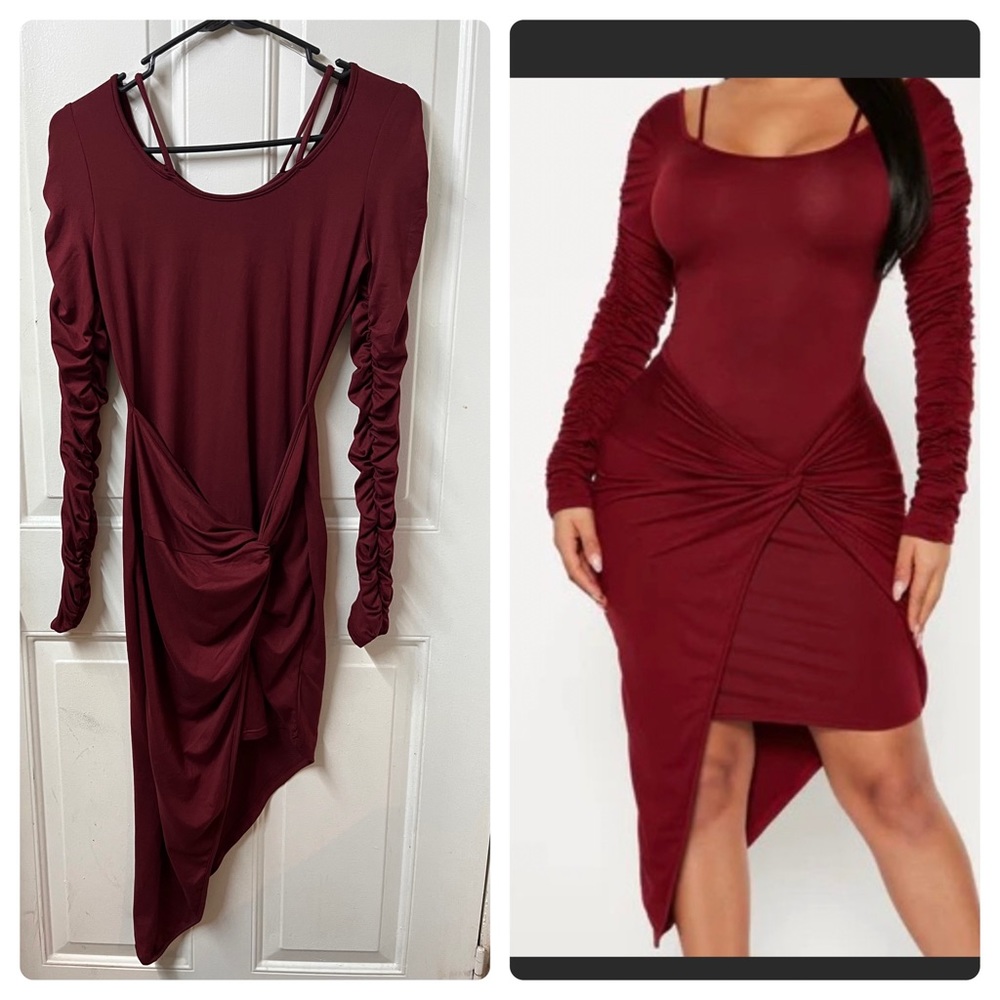 2 Midi Dresses (WINE AND BLACK)